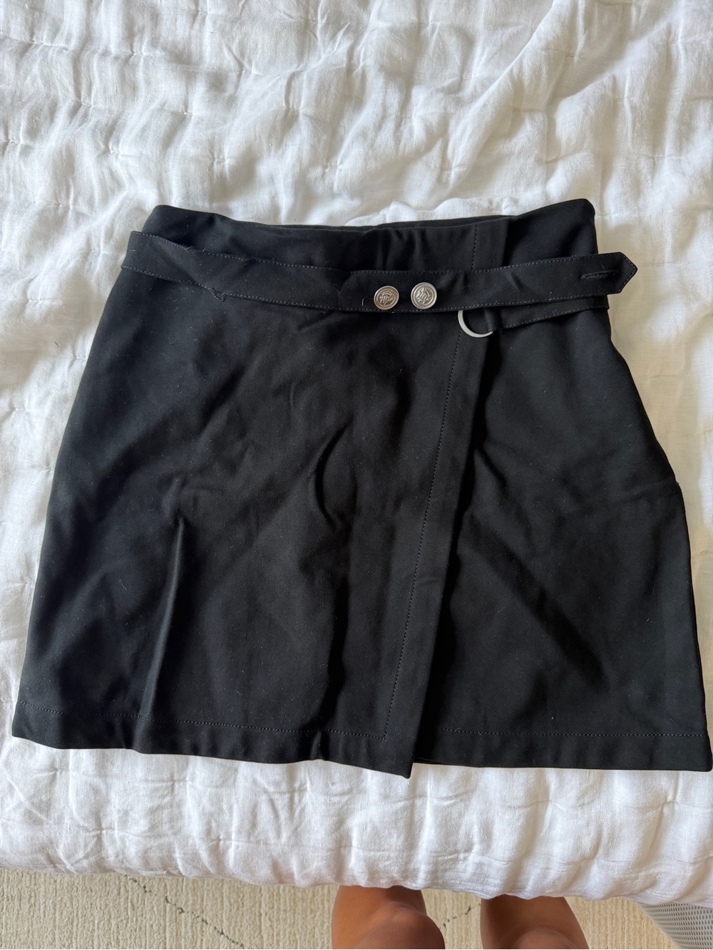 Anthropologie Black Mini Skirt with Belt Accent